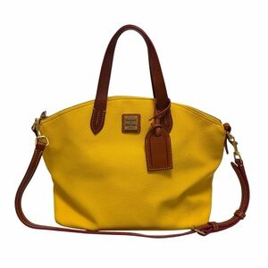 Dooney & Bourke Yellow/Brown Pebbled Leather Satchel